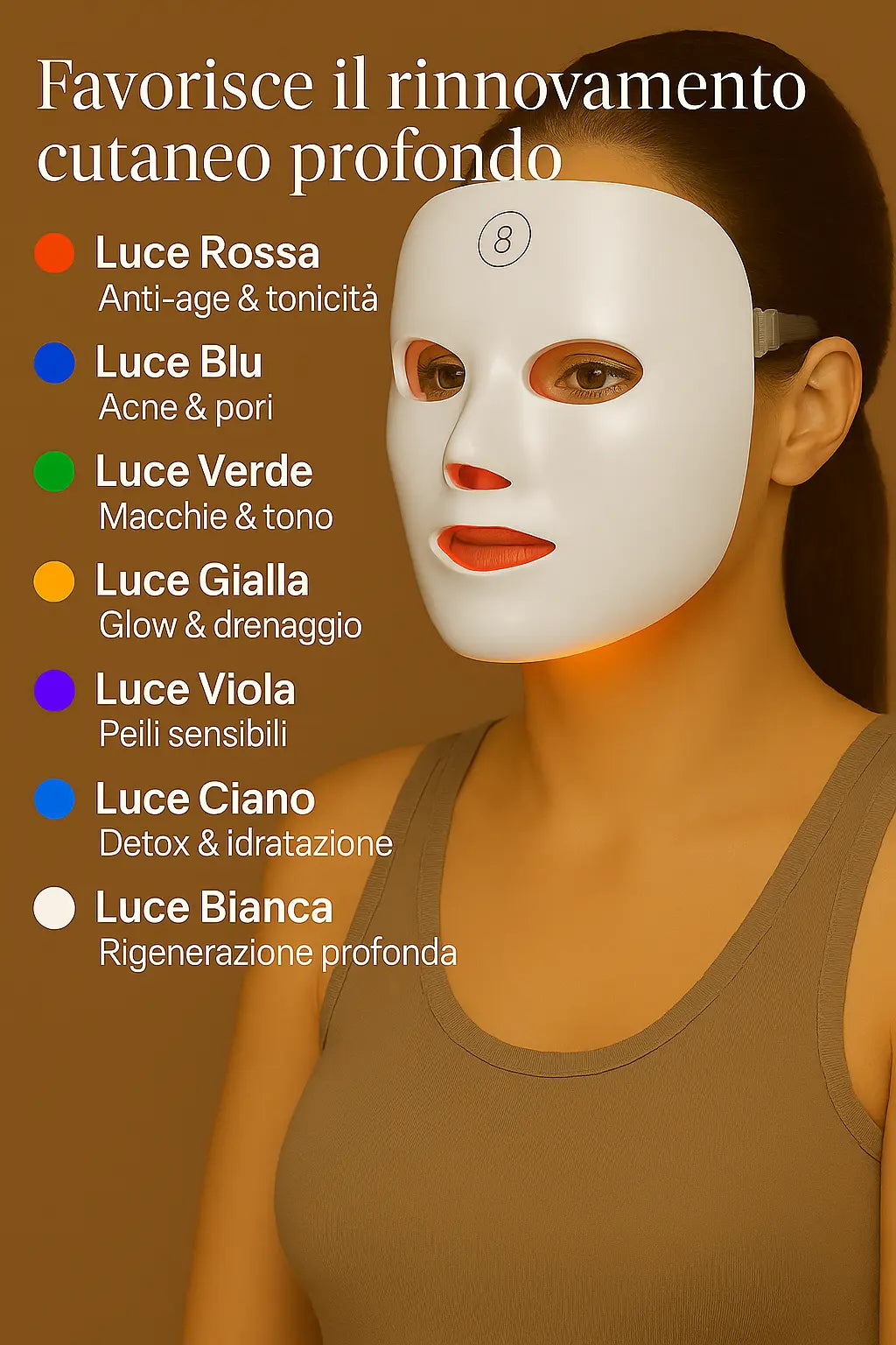 Kit LED Beauty Routine  Maschera Coreana LED + 10 Maschere Coreane al Collagene + Guida Anti-Age Esclusiva