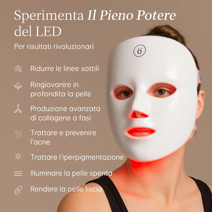 Kit LED Beauty Routine  Maschera Coreana LED + 10 Maschere Coreane al Collagene + Guida Anti-Age Esclusiva